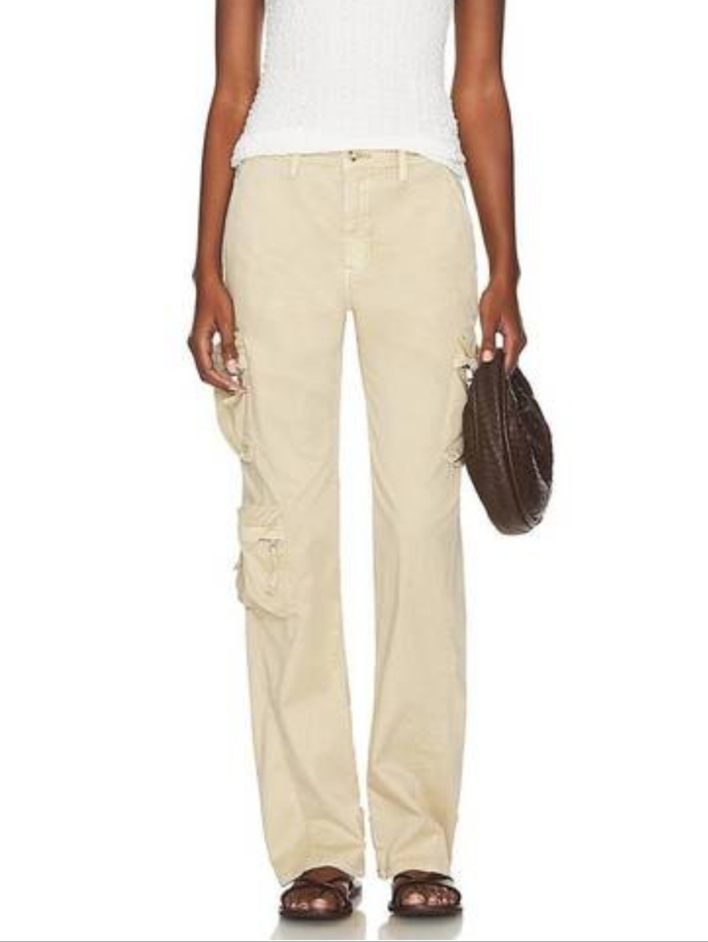 Pistola Bobbi Utility Cargo Mid-Rise Pants, Champagne, 98% Cotton Sz 27 LIKE NEW